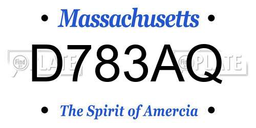 D783AQ Massachusetts License Plate
