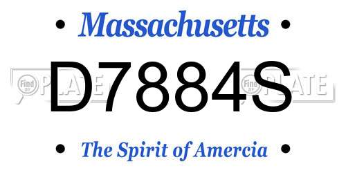 D7884S Massachusetts License Plate