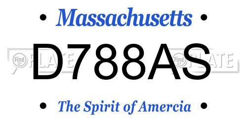 D788AS Massachusetts License Plate