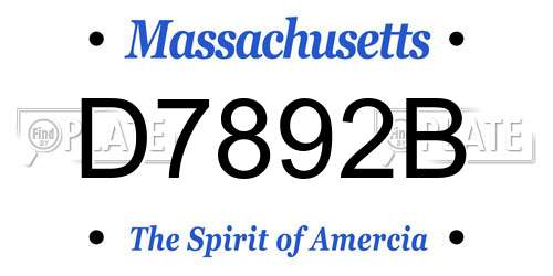 D7892B Massachusetts License Plate