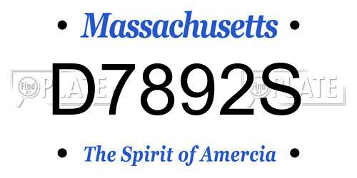 D7892S Massachusetts License Plate