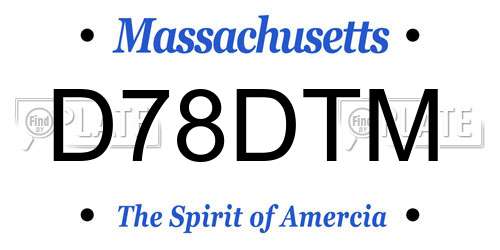 D78DTM Massachusetts License Plate