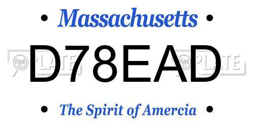 D78EAD Massachusetts License Plate