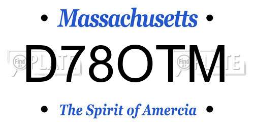 D78OTM Massachusetts License Plate