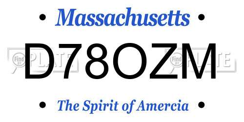 D78OZM Massachusetts License Plate