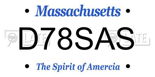 D78SAS Massachusetts License Plate