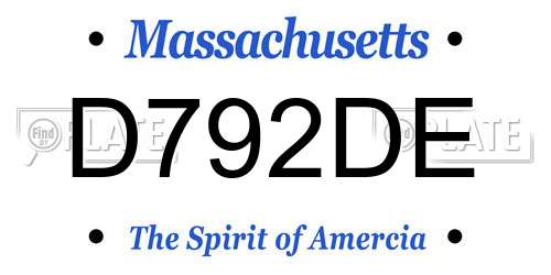 D792DE Massachusetts License Plate