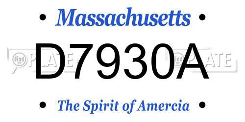D7930A Massachusetts License Plate