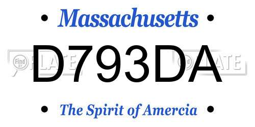 D793DA Massachusetts License Plate