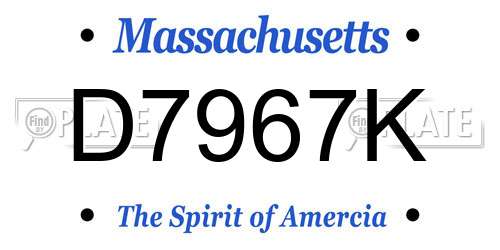 D7967K Massachusetts License Plate