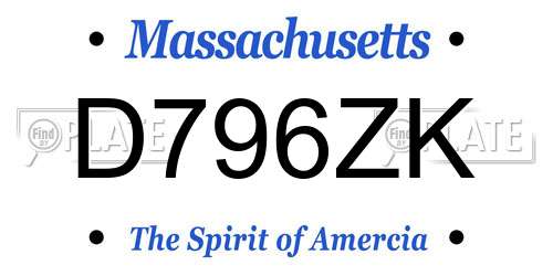 D796ZK Massachusetts License Plate