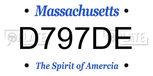 D797DE Massachusetts License Plate