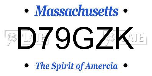 D79GZK Massachusetts License Plate