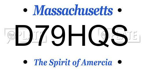 D79HQS Massachusetts License Plate