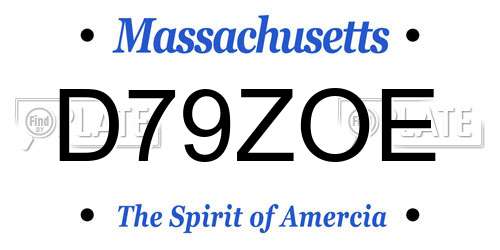 D79ZOE Massachusetts License Plate
