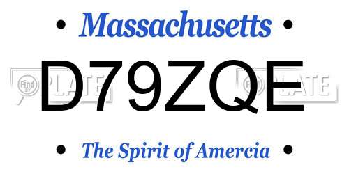 D79ZQE Massachusetts License Plate