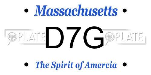 D7G Massachusetts License Plate