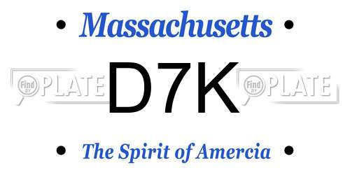 D7K Massachusetts License Plate