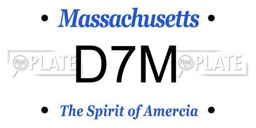 D7M Massachusetts License Plate