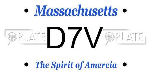 D7V Massachusetts License Plate