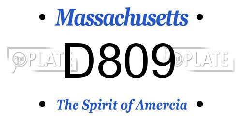 D809 Massachusetts License Plate
