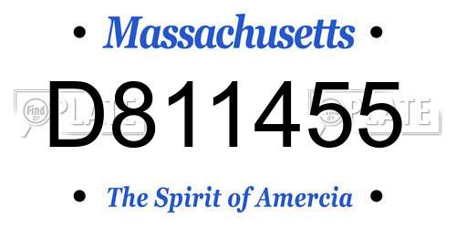 D811455 Massachusetts License Plate