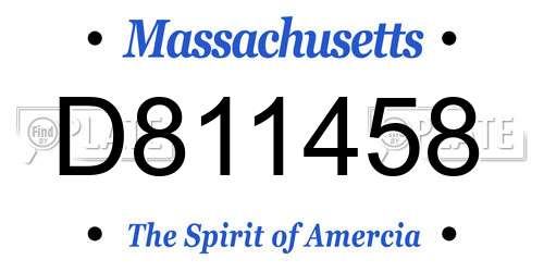 D811458 Massachusetts License Plate