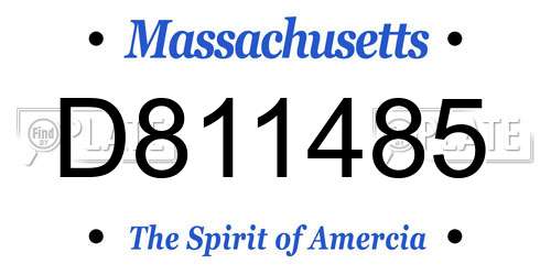 D811485 Massachusetts License Plate
