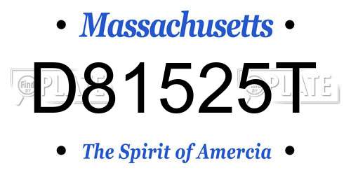 D81525T Massachusetts License Plate
