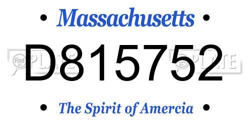 D815752 Massachusetts License Plate