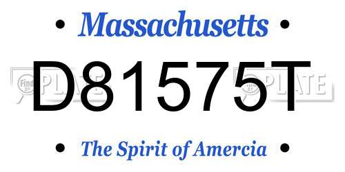 D81575T Massachusetts License Plate