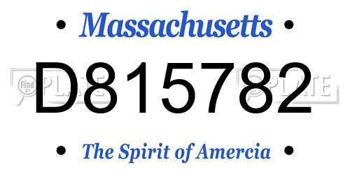 D815782 Massachusetts License Plate