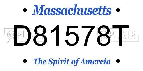 D81578T Massachusetts License Plate