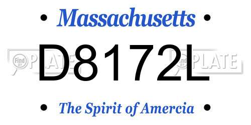 D8172L Massachusetts License Plate