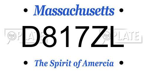 D817ZL Massachusetts License Plate