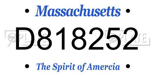D818252 Massachusetts License Plate