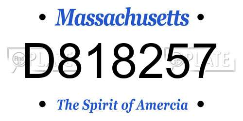 D818257 Massachusetts License Plate