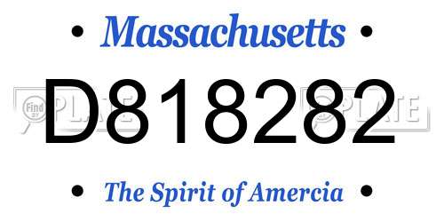 D818282 Massachusetts License Plate