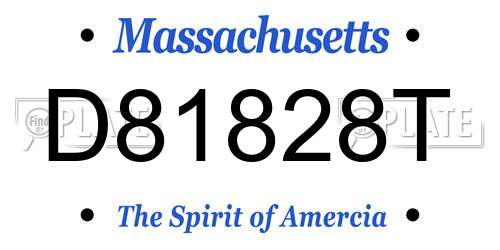 D81828T Massachusetts License Plate