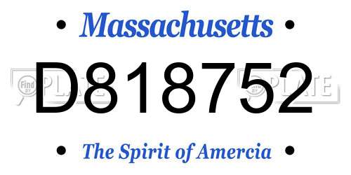 D818752 Massachusetts License Plate