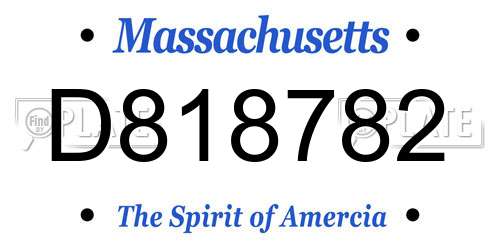D818782 Massachusetts License Plate