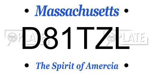 D81TZL Massachusetts License Plate