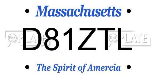 D81ZTL Massachusetts License Plate