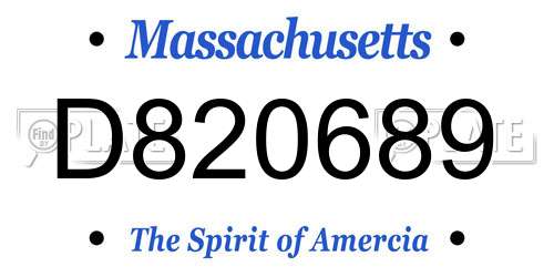 D820689 Massachusetts License Plate
