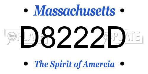 D8222D Massachusetts License Plate