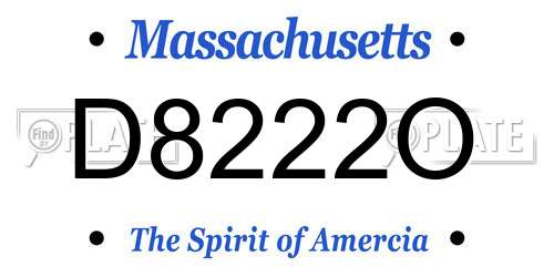 D8222O Massachusetts License Plate