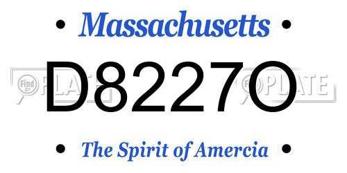 D8227O Massachusetts License Plate