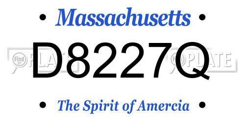 D8227Q Massachusetts License Plate