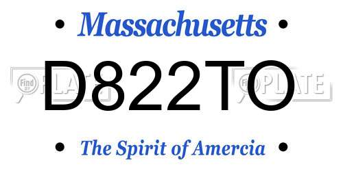 D822TO Massachusetts License Plate