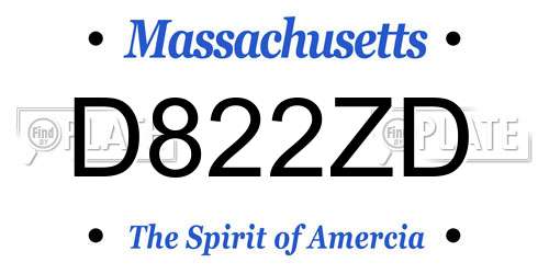 D822ZD Massachusetts License Plate